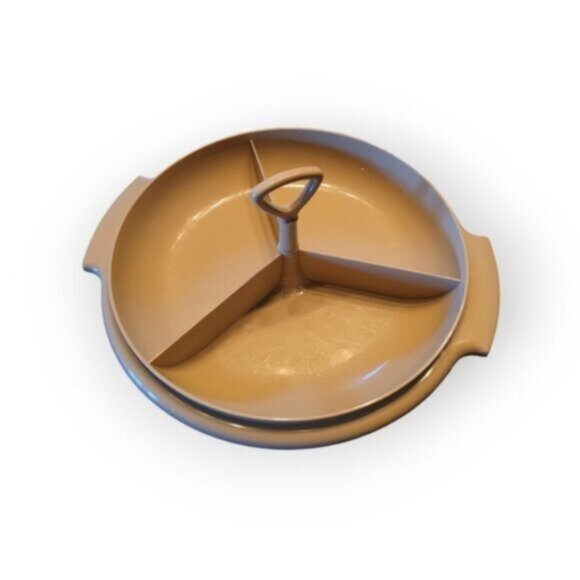 Vintage 70s Tupperware Almond Divided Dish - Picture 1 of 6